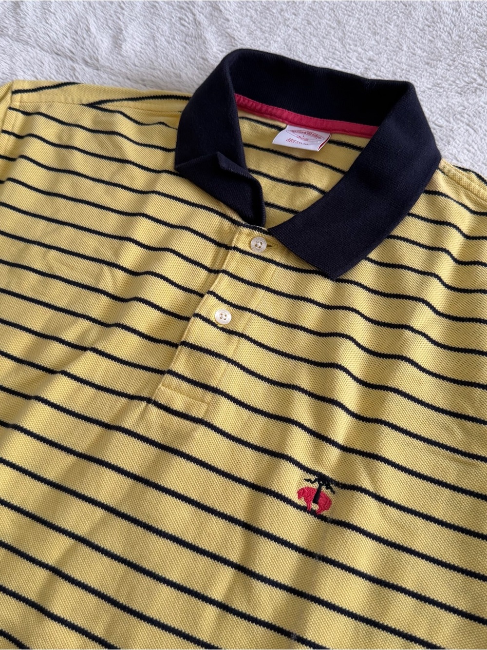 Brooks Brothers 346 Polo Shirt Men's L Yellow Original Fit Stripes Cotton